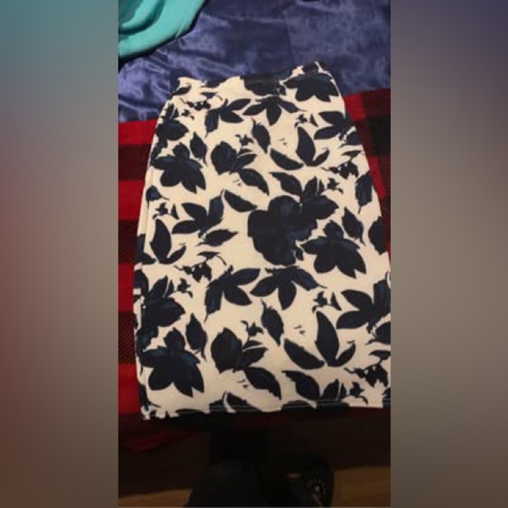 Floral Dark Blue and White Skirt